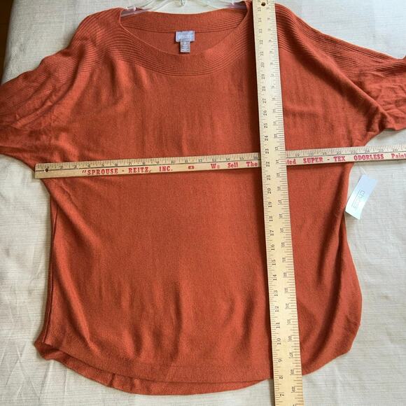 New Chicos Womens Rust Orange Sweater Sz 2 Large 3/4 Sleeve Pullover Sweater - Picture 10 of 10